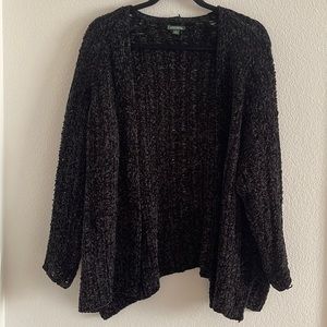 Chenille open long sleeve cardigan